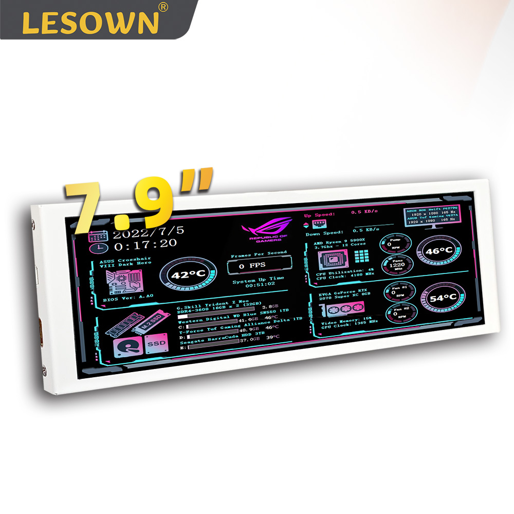 Pi 4 Case - Pantalla de Barra LESOWN de 7.9