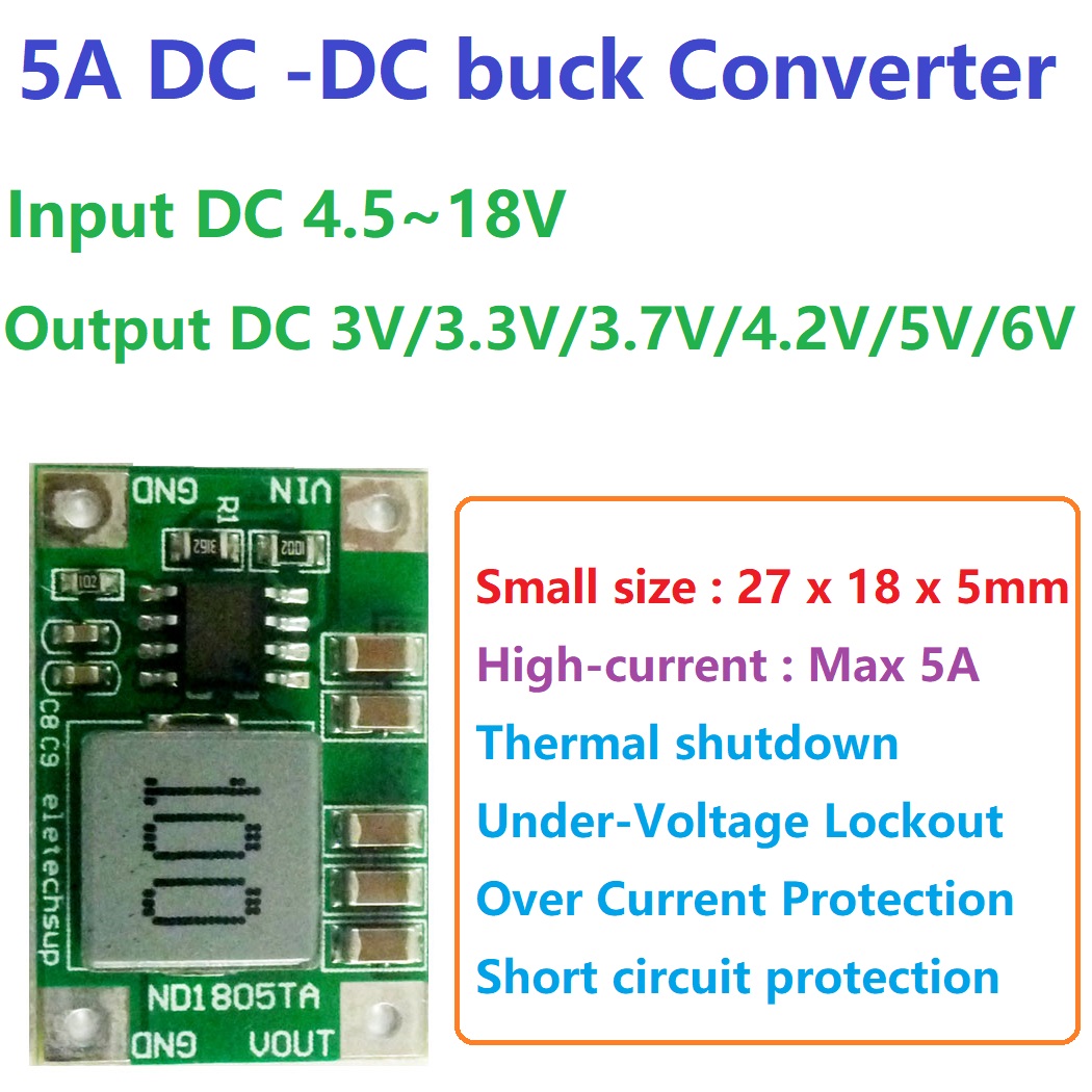 Raspberry Pi 4 - Módulo convertidor CC-CC de 5 A,